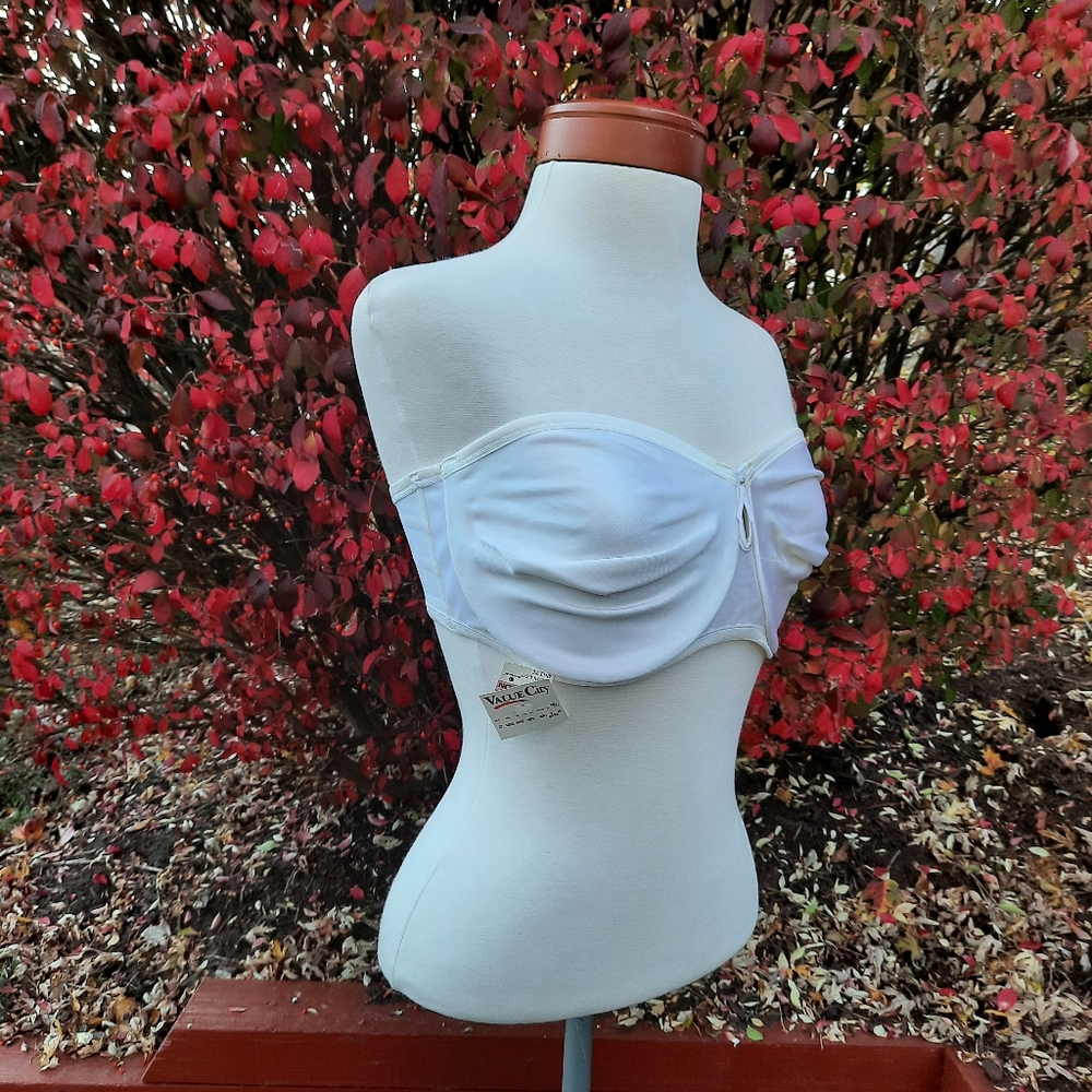 Vintage 90's Strapless Underwire Bra Deadstock NEW White D Cup Curvation